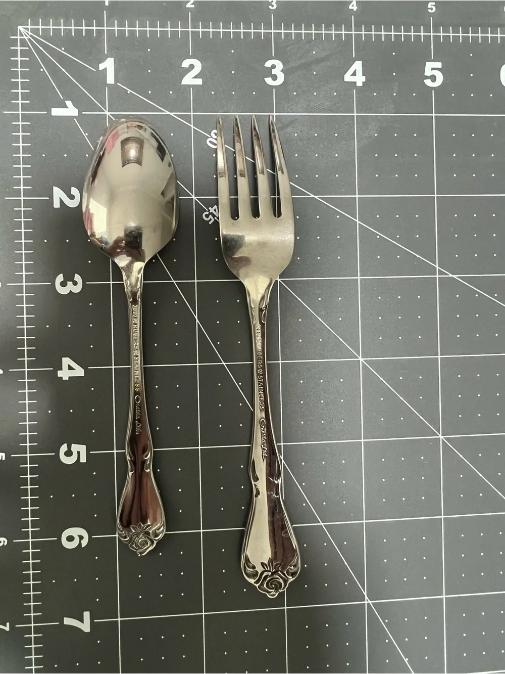 Vintage Oneida Arbor Rose True Rose Stainless Youth Fork & 5 O’clock Spoon